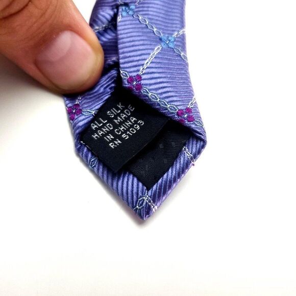 George Silk Tie Purple Woven Wide - Picture 4 of 6